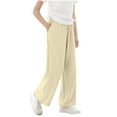 thumbnail image 1 of Ohufall Kids Wide Leg Pants for Girls 3-15 Years, Cute Solid Casual Elastic Waist Long Pants Teen Girls Loose Comfy Trousers with Pockets, 1 of 5