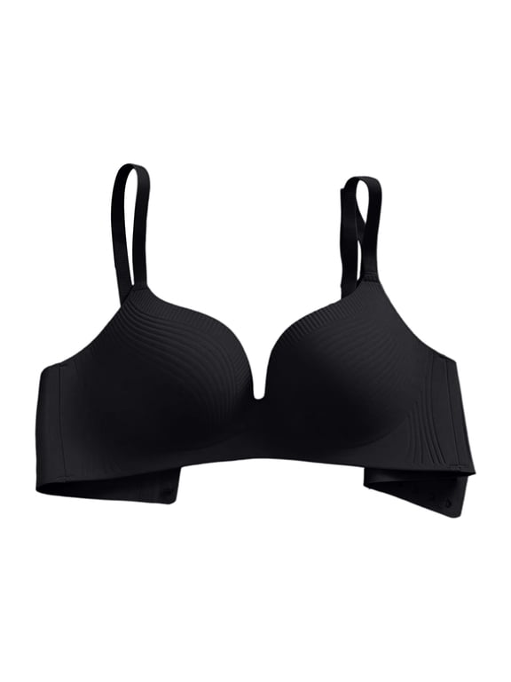 Ladies Bras Solid Color Seamless Texture Wireless Push Up Bra Adjustable Thin Straps Casual Everyday Bras,32A/B-38A/B