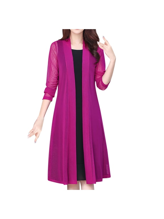 Long Cardigans for Women Plus Size Summer Lightweight Open Front Elegant Sheer Shrugs Fashion Solid Casual Long Sleeve Cardigan Cover Ups