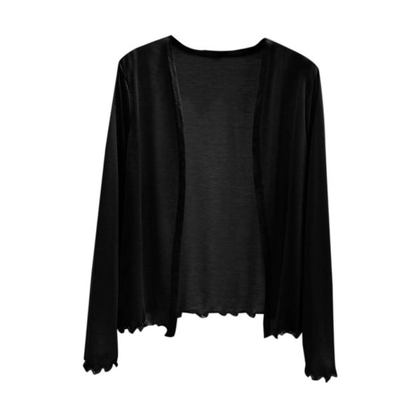 Ohufall Long Sleeve Cardigans for Women Summer Light Breathable Open Front Bolero Shrugs Fashion Solid Causal Cover Up Tops for Women
