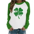 thumbnail image 1 of Ohufall Long Sleeve Shirts For Women, Spring Patchwork St. Patrick's Day Printed Round Neck Casual Loose Tee Pullover Women Tops, 1 of 4