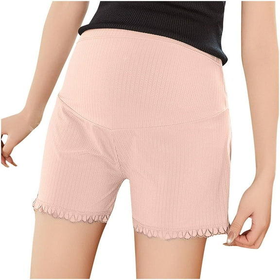 Ohufall Maternity Pajama Shorts for Women Summer Solid Color Casual Pregnancy Short Pants Comfy Breathable Elastic High Waist Belly Support Bottom Shorts