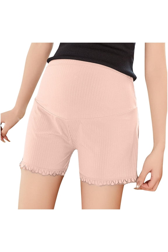 Maternity Pajama Shorts for Women Summer Solid Color Casual Pregnancy Short Pants Comfy Breathable Elastic High Waist Belly Support Bottom Shorts