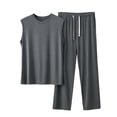 thumbnail image 1 of Ohufall Men's 2 Piece Modal Lounge Set Sleeveless Crew Neck Top with Drawstring Long Pants Casual Summer Outfit, 1 of 4