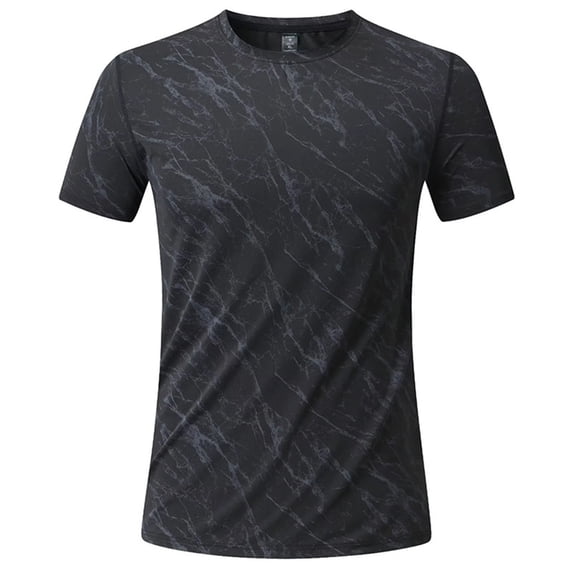 Ohufall Men's Athletic T-shirts Crewneck Plus Size Print Tees Short Sleeve Quick Dry Summer Tee Tops