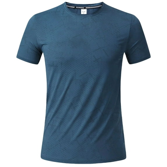 Ohufall Men's Athletic T-shirts Crewneck Plus Size Print Tees Short Sleeve Quick Dry Summer Tee Tops