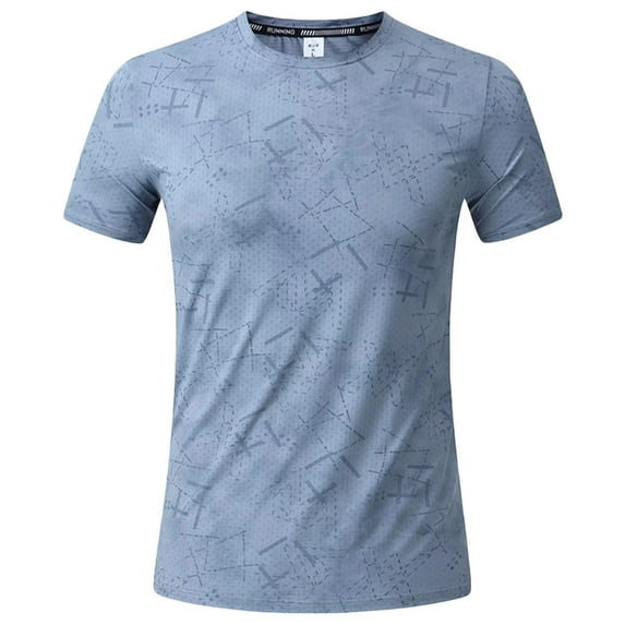 Ohufall Men's Athletic T-shirts Crewneck Plus Size Print Tees Short Sleeve Quick Dry Summer Tee Tops