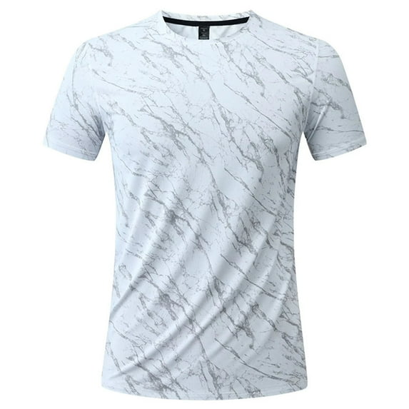 Ohufall Men's Athletic T-shirts Crewneck Plus Size Print Tees Short Sleeve Quick Dry Summer Tee Tops