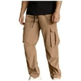 thumbnail image 1 of Ohufall Men's Cargo Pants Fashion Casual Multi-Pocket Outdoor Beach Pant Solid Color Loose Fit Drawstring Elastic Waist Jogger Pants, 1 of 8