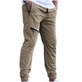 thumbnail image 1 of Ohufall Men's Cargo Pants Lightweight Casual Multi-Pocket Outdoor Hiking Pants Fashion Solid Loose Fit Drawstring Elastic Waist Jogger Pants, 1 of 3