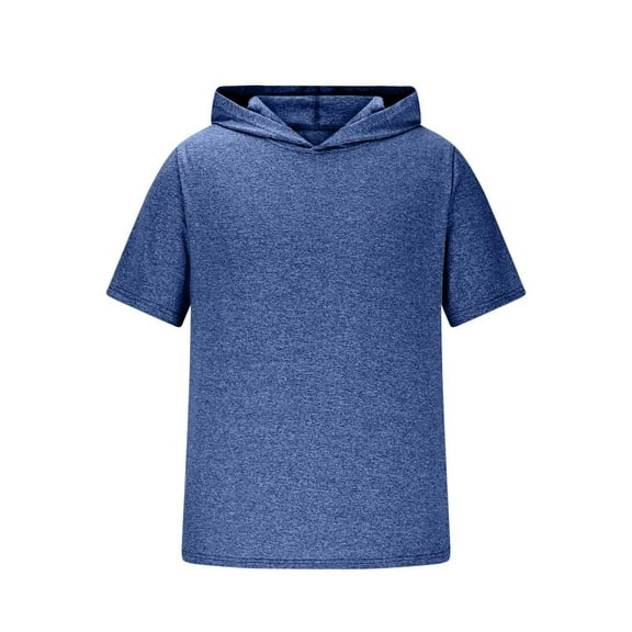 Ohufall Men's Gym Sport Hooded Shirts Summer Solid Breathable Quick-drying Athletic Running T-Shirt Fashion Casual Short Sleeve Workout Hoodies
