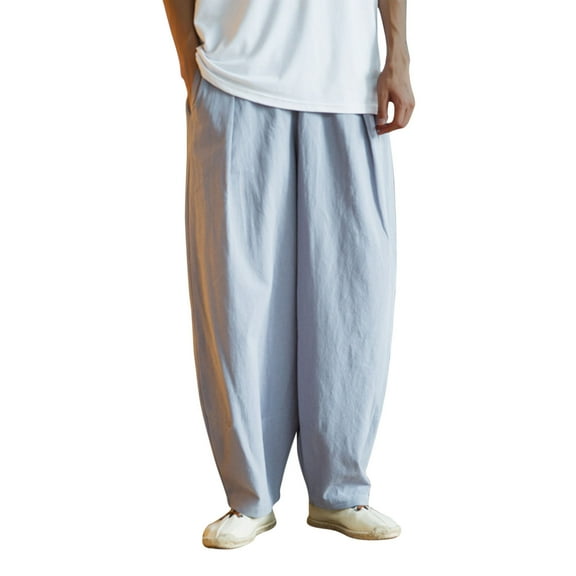 Ohufall Men's Hip-hop Harem Pants Plus Size Solid Casual Jogger Pants for Men Fashion Relaxed Fit Drawstring Elastic Waist Trouser