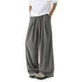 thumbnail image 1 of Ohufall Men's Plus Size Casual Pants Fashion Loose Fit Quick-drying Wide Leg Jogger Pants Solid Comfortable Pocket Drawstring Elastic Waist Beach Pants, 1 of 3