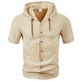 thumbnail image 1 of Ohufall Men's Short-Sleeve Hoodies Big and Tall Casual Hooded T-Shirt With Drawstring Lightweight Summer Tops, 1 of 8