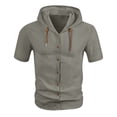 thumbnail image 1 of Ohufall Men's Short-Sleeve Hoodies Big and Tall Casual Hooded T-Shirt With Drawstring Lightweight Summer Tops, 1 of 8