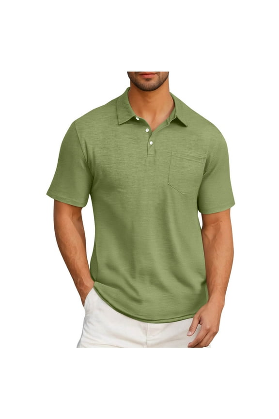 Men's Short Sleeve T Shirt with Pocket,Lightweight Button Cotton T-shirt Regular Fit Work Office Pullover Shirts Summer Tops 2025