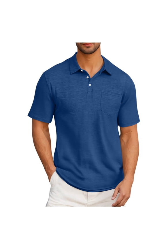 Men's Short Sleeve T Shirt with Pocket,Lightweight Button Cotton T-shirt Regular Fit Work Office Pullover Shirts Summer Tops 2025