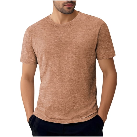 Ohufall Men's Solid Crew Neck T-Shirt with Short Sleeves, Lightweight Casual Tee for Men's and Big Men's