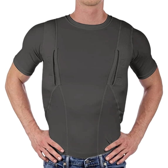 Ohufall Men's Summer T-shirts Short Sleeve Stretch Breathable Tees Big and Tall Crewneck Tactical Tee Shirts