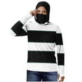 thumbnail image 1 of Ohufall Men's Sun Protection Hoodie Shirts with Mask Fashion Stripe Printed Long Sleeve UV Protection T-Shirts Lightweight Breathable Outdoor Fishing Shirts for Men, 1 of 4