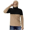 thumbnail image 1 of Ohufall Men's Sun Protection Hoodie Shirts with Mask Fashion Stripe Printed Long Sleeve UV Protection T-Shirts Lightweight Breathable Outdoor Fishing Shirts for Men, 1 of 4