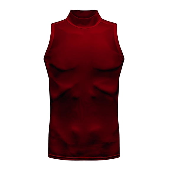 Ohufall Men's Workout Tank Tops Quick Dry Stand Collar Sleeveless T-Shirts Slim Fit Solid Gym Atheltic Tanks