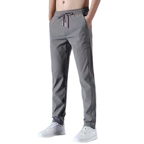 Ohufall Mens Athletic Pants Plus Size Fashion Solid Casual Elastic Waist Drawstring Sweatpant Summer Stretch Relaxed Fit Gym Workout Pants for Men