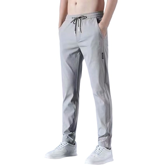Ohufall Mens Athletic Pants Plus Size Fashion Solid Casual Elastic Waist Drawstring Sweatpant Summer Stretch Relaxed Fit Gym Workout Pants for Men