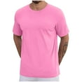 thumbnail image 1 of Ohufall Mens Big and Tall T Shirts Men's Short Sleeve T-shirt Solid Color Crewneck Cotton Tee Summer Top, 1 of 3