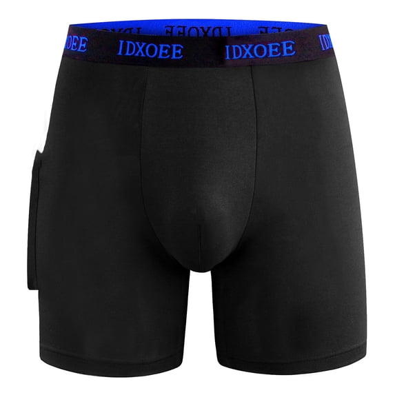 Ohufall Mens Boxers Breathable High Waist Thin Fashion Long Underwear with Pocket Fitness Four-corner Shorts