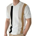 thumbnail image 1 of Ohufall Mens Business Casual Shirts Lightweight Button Turn-down Collar Pullover Shirts Short Sleeve Patchwork Stripes Tops, 1 of 5
