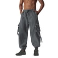 thumbnail image 1 of Ohufall Mens Cargo Pants Solid Casual Drawstring Elastic Waist Jogging Harem Pants Lightweight Loose Fit Outdoor Hiking Camping Pants with Multi Pockets, 1 of 6