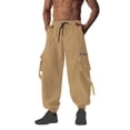 thumbnail image 1 of Ohufall Mens Cargo Pants Solid Casual Drawstring Elastic Waist Jogging Harem Pants Lightweight Loose Fit Outdoor Hiking Camping Pants with Multi Pockets, 1 of 6