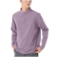 thumbnail image 1 of Ohufall Mens Gym Workout Shirts Plus Size Fashion Casual Long Sleeve Zipper Stand Collar Tops Solid Lightweight Breathable Outdoor Athletic Running Shirts for Men, 1 of 6
