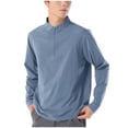 thumbnail image 1 of Ohufall Mens Gym Workout Shirts Plus Size Fashion Casual Long Sleeve Zipper Stand Collar Tops Solid Lightweight Breathable Outdoor Athletic Running Shirts for Men, 1 of 9