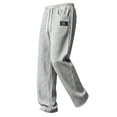 thumbnail image 1 of Ohufall Mens Pants Cotton Linen Straight Leg Elastic Drawstring Waist Pant Solid Color Breathable Holiday Beach Pants, 1 of 4