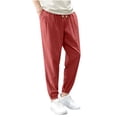 thumbnail image 1 of Ohufall Mens Pants Plus Size Lightweight Comfy Elastic Waist Drawstring Trouser Solid Color Casual Jogger Pants for Men, 1 of 5