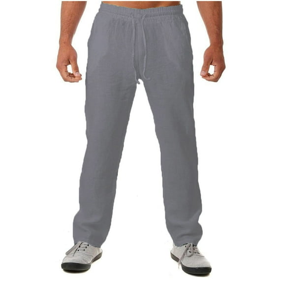 Ohufall Mens Sweatpants Casual Loose Solid Half Waist Fashion Pockets Long Pants Clearance