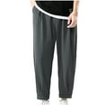 thumbnail image 1 of Ohufall Mens Sweatpants Casual Thin Solid Folk-custom Straight-leg Wide-leg Ankle-Length Pants Clearance, 1 of 5