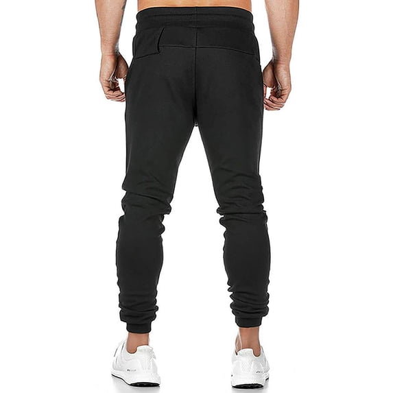 Ohufall Mens Sweatpants Drawstring Zipper Pocket Running Fitness Pants Clearance