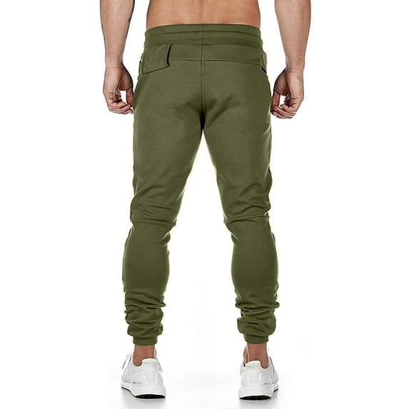 Ohufall Mens Sweatpants Drawstring Zipper Pocket Running Fitness Pants Clearance