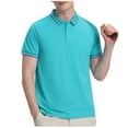 thumbnail image 1 of Ohufall Mens T Shirts Short Sleeve Turndown Collar Men Pullover Shirts Business Casual Relaxed Fit Solid Button Collared Tops, 1 of 4