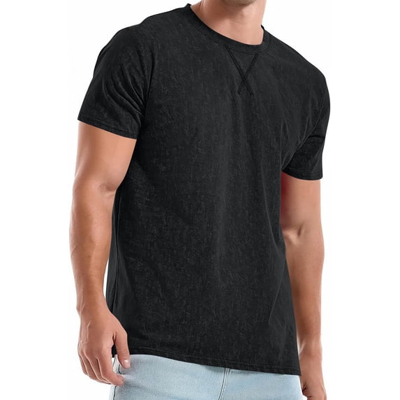 Ohufall Mens T-shirts Crew Neck Solid Color Breathable T Shirts Short Sleeve Summer Casual Tshirts