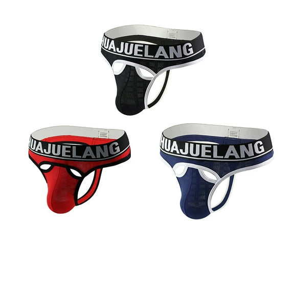 Ohufall Mens Underwear Men's Briefs 3-piece Mesh Sexy Breathable Fashion Men's Thongs Mesh Underwear Clearance