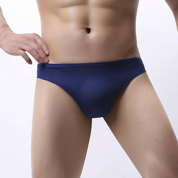 Ohufall Mens Underwear Men's Ice Silk Underwear Low Waist Sexy U Bag Traceless T-shaped Underwear Clearance