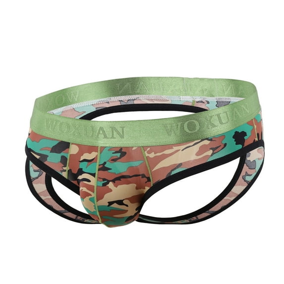 Ohufall Mens Underwear Men's Sexy Open Hip Pants Camouflage Double Tee Pants Underwear Clearance