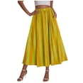 thumbnail image 1 of Ohufall Midi Skirts for Women Elastic High-Waist Maxi Skirt Flowy Swing Summer Vacation Skirt Casual Pleated Boho Skirts, 1 of 5