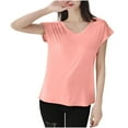 thumbnail image 1 of Ohufall Modal Pj T-Shirts for Women Classic Solid V-Neck Pajama Top Summer Casual Plain Short Sleeve Sleepwear Tees Ladies Soft Comfy Loungewear Undershirt, 1 of 8