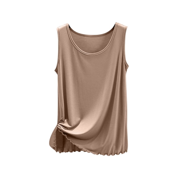 Ohufall Modal Tank Tops for Women Solid Crew Neck Soft Comfy Undershirts Lightweight Casual Sleeveless Tops