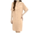 thumbnail image 1 of Ohufall Nightshirts For Women Button Down Sleepshirt Silk Short Sleeve Nightgown Satin Pajama Dress Sleepwear, 1 of 5